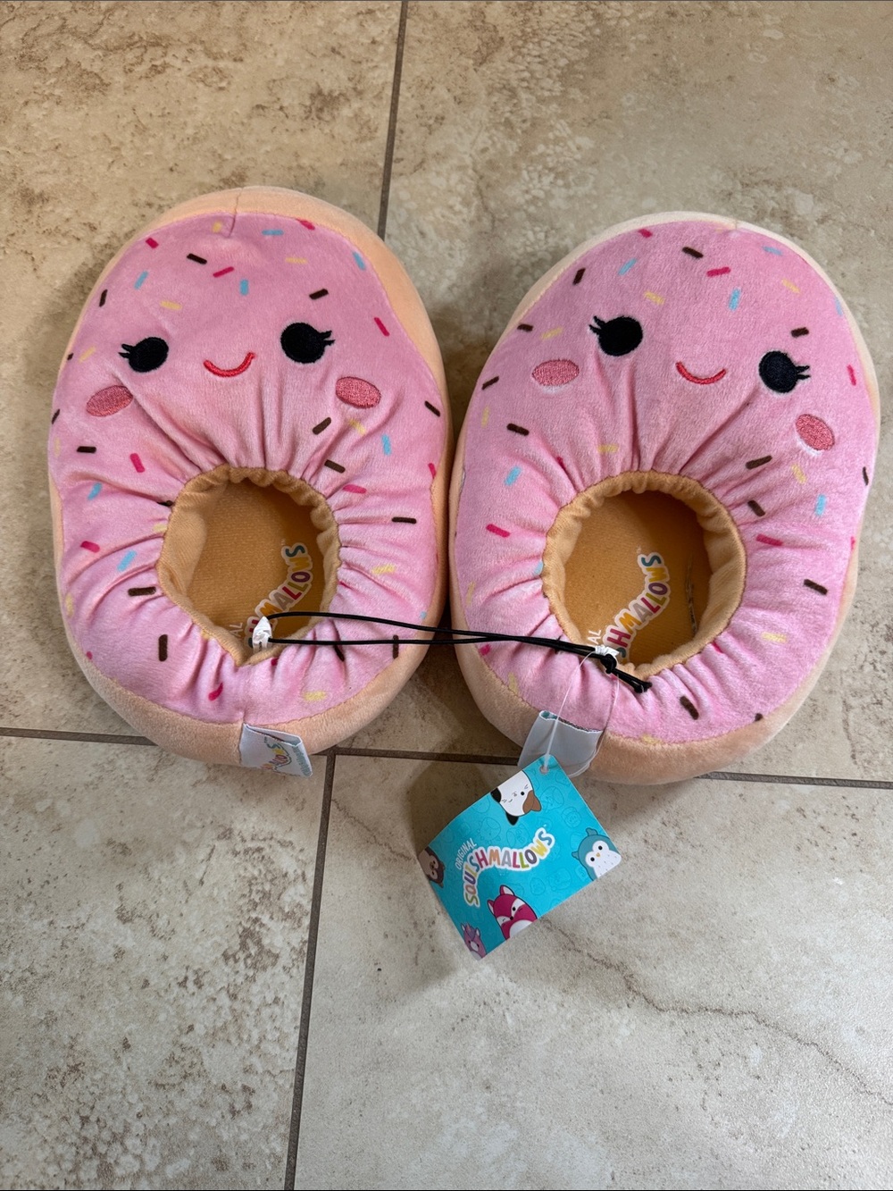 Squishmallows Kids Pink Donut Slippers with Sprinkles